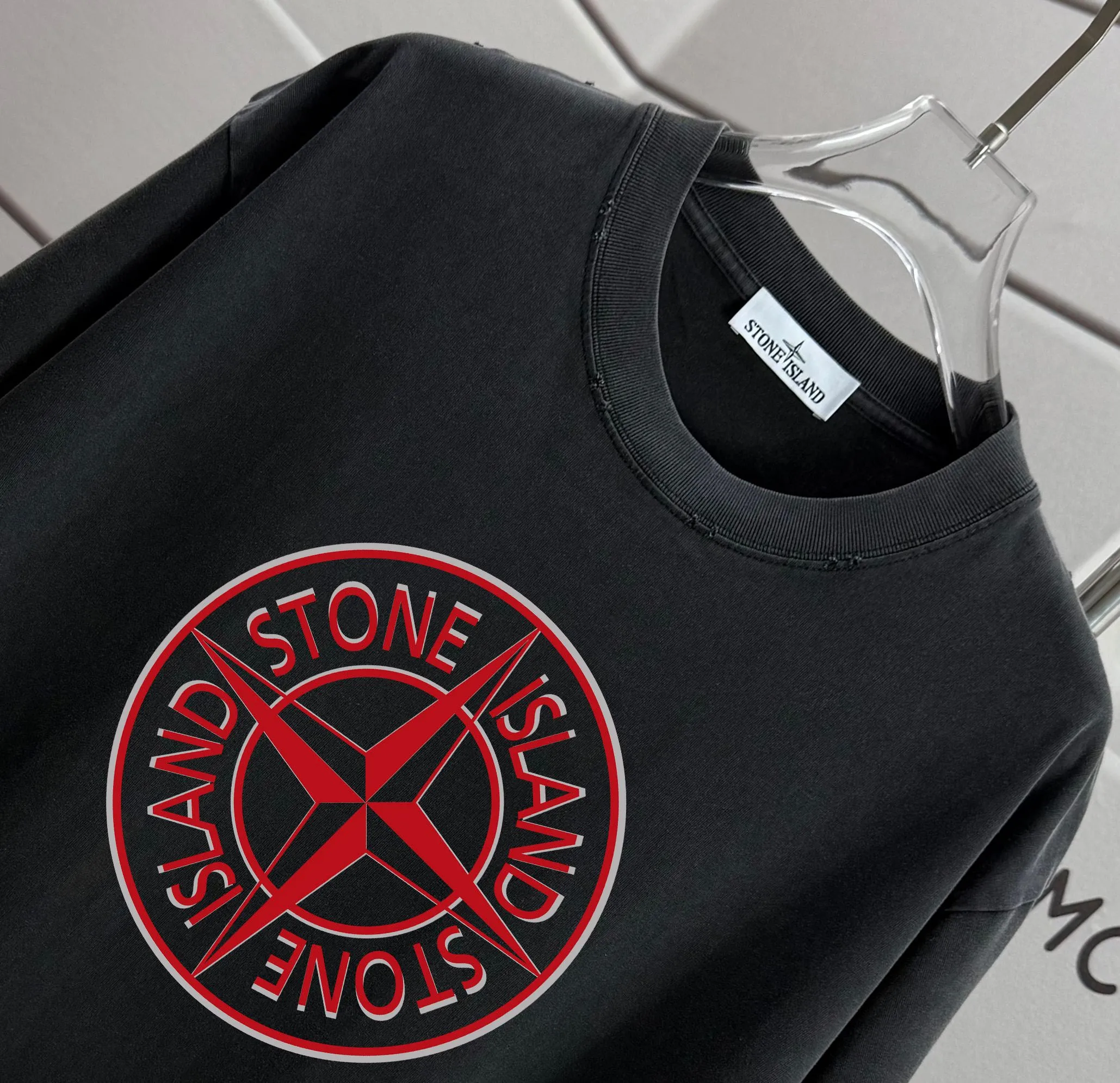 P160 Ston* islan* 石*岛 2025 autumn and winter new style, washed and worn 320g round neck short-sleeved tee, loose version for men and women, color: washed black, washed white, washed gray, washed brown gray Size: S M L XL XXL Size: S (90-130 catties) M (120-150 catties) L (140-165 catties) (160-180 catties) XXL (180-210 catties)